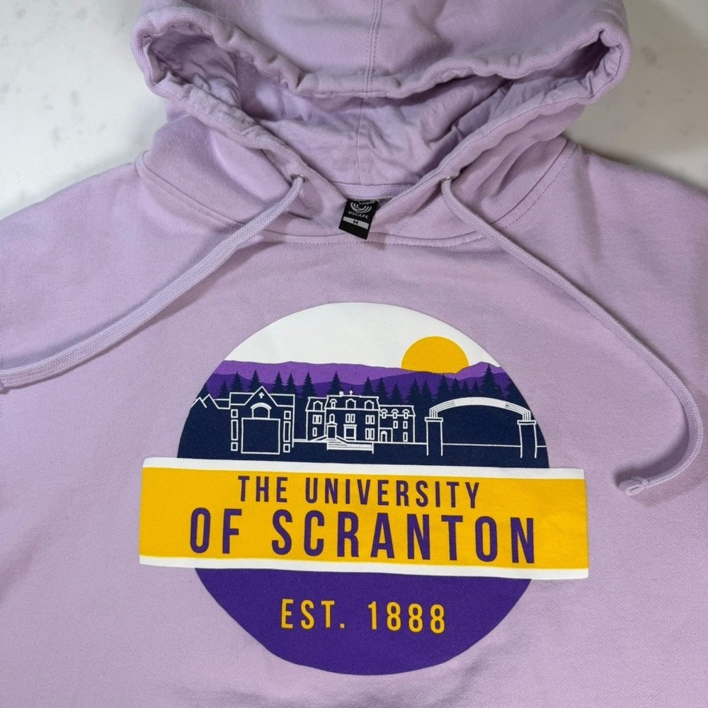 Uscape University of Scranton Hoodie Lavender Purple Graphic Sweatshirt Medium M